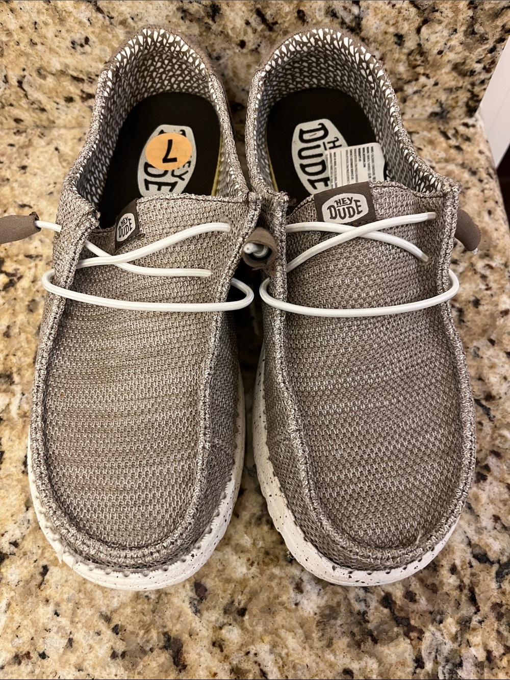 Hey Dude Men's Slip-On Loafers in Taupe with White Laces